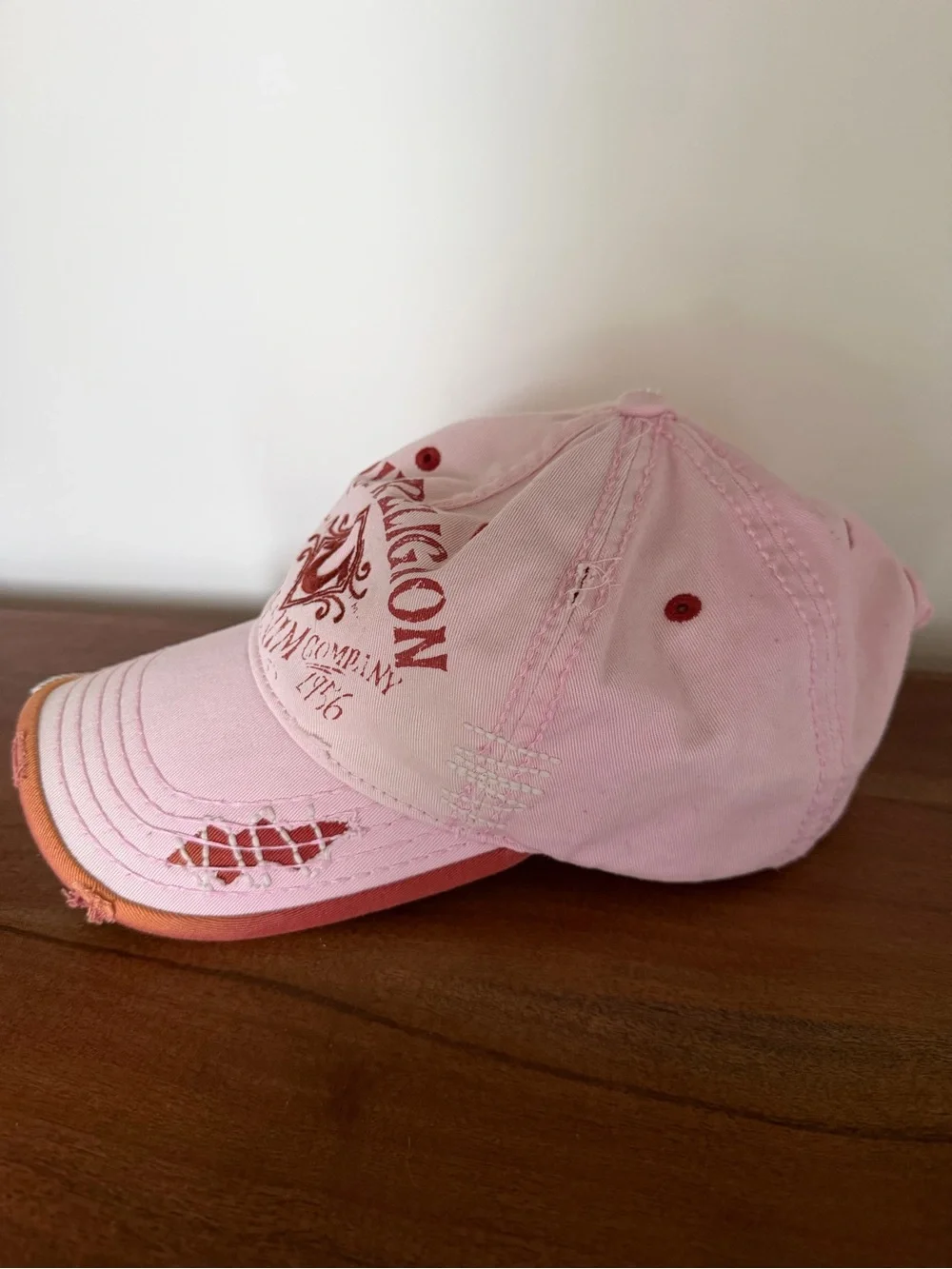 Vintage 90s Y2K True Religion Trucker Baseball Cap Distressed Adjustable pink